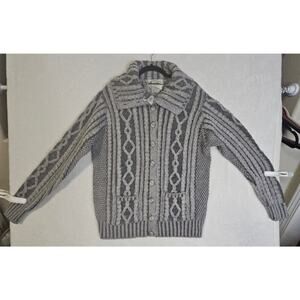 Aaron Craft NWT L Gray 100% Merino Wool Buttondown Grandpa VibeSweater Fisherman